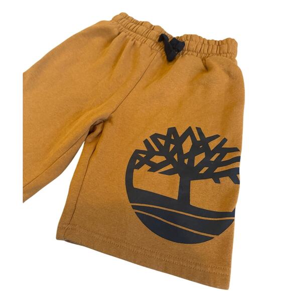 Timberland Boy's Fleece Pull-On Shorts Waist Drawstring Tree Logo Wheat Pocket - Picture 2 of 5
